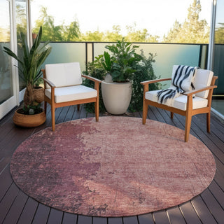 Piper Looms Chantille Modern ACN1904 Coral Machine Washable Area Rug Round Outdoor Lifestyle Image Feature