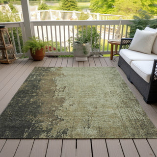Piper Looms Chantille Modern ACN1904 Olive Machine Washable Area Rug Outdoor Lifestyle Image Feature