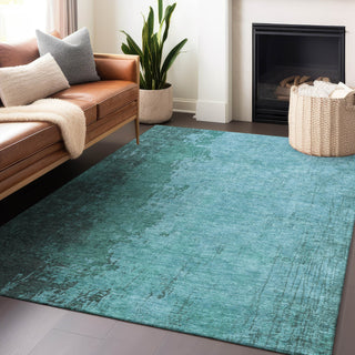 Piper Looms Chantille Modern ACN1904 Teal Machine Washable Area Rug Lifestyle Image Feature