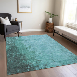 Piper Looms Chantille Modern ACN1904 Teal Machine Washable Area Rug Lifestyle Image Feature