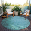 Piper Looms Chantille Modern ACN1904 Teal Machine Washable Area Rug Round Outdoor Lifestyle Image Feature