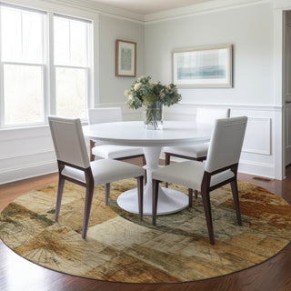 Piper Looms Chantille Global ACN1905 Beige Machine Washable Area Rug Round Lifestyle Image Feature