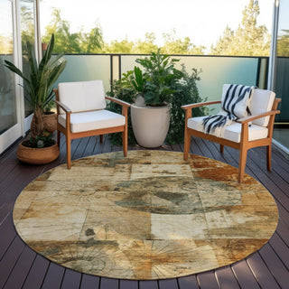 Piper Looms Chantille Global ACN1905 Beige Machine Washable Area Rug Round Outdoor Lifestyle Image Feature