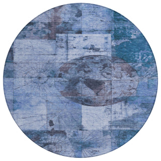 Piper Looms Chantille Global ACN1905 Blue Machine Washable Area Rug Round Main Image
