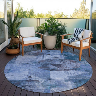 Piper Looms Chantille Global ACN1905 Blue Machine Washable Area Rug Round Outdoor Lifestyle Image Feature