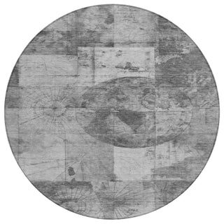 Piper Looms Chantille Global ACN1905 Gray Machine Washable Area Rug Round Main Image
