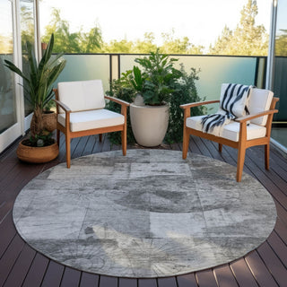 Piper Looms Chantille Global ACN1905 Gray Machine Washable Area Rug Round Outdoor Lifestyle Image Feature