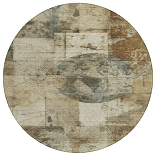 Piper Looms Chantille Global ACN1905 Taupe Machine Washable Area Rug Round Main Image