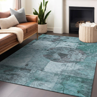 Piper Looms Chantille Global ACN1905 Teal Machine Washable Area Rug Lifestyle Image Feature
