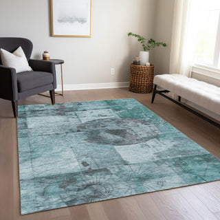 Piper Looms Chantille Global ACN1905 Teal Machine Washable Area Rug Lifestyle Image Feature