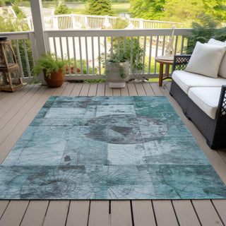Piper Looms Chantille Global ACN1905 Teal Machine Washable Area Rug Outdoor Lifestyle Image Feature