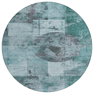 Piper Looms Chantille Global ACN1905 Teal Machine Washable Area Rug Round Main Image