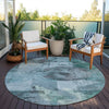 Piper Looms Chantille Global ACN1905 Teal Machine Washable Area Rug Round Outdoor Lifestyle Image Feature