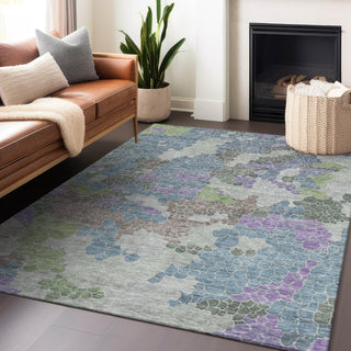 Piper Looms Chantille Geometric ACN1906 Blue Machine Washable Area Rug Lifestyle Image Feature