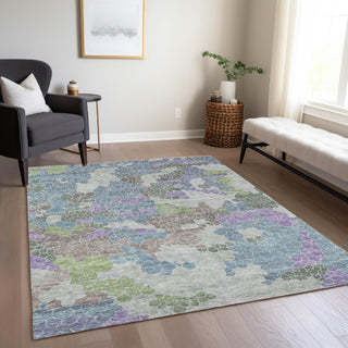 Piper Looms Chantille Geometric ACN1906 Blue Machine Washable Area Rug Lifestyle Image Feature