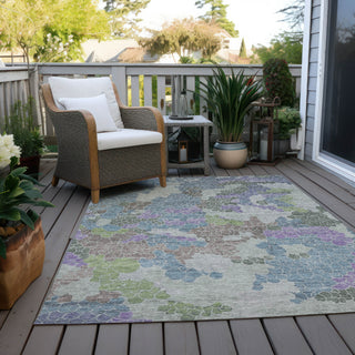 Piper Looms Chantille Geometric ACN1906 Blue Machine Washable Area Rug Outdoor Lifestyle Image Feature