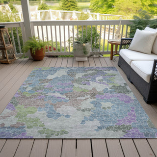 Piper Looms Chantille Geometric ACN1906 Blue Machine Washable Area Rug Outdoor Lifestyle Image Feature