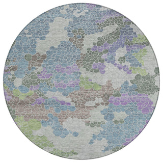 Piper Looms Chantille Geometric ACN1906 Blue Machine Washable Area Rug Round Main Image