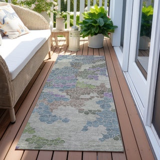 Piper Looms Chantille Geometric ACN1906 Blue Machine Washable Area Rug Runner Outdoor Lifestyle Image Feature