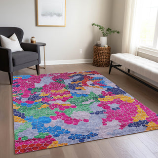 Piper Looms Chantille Geometric ACN1906 Blush Machine Washable Area Rug Lifestyle Image Feature