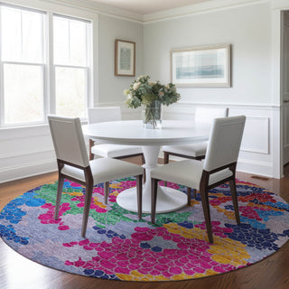 Piper Looms Chantille Geometric ACN1906 Blush Machine Washable Area Rug Round Lifestyle Image Feature