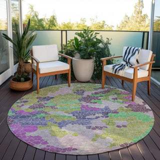 Piper Looms Chantille Geometric ACN1906 Fern Machine Washable Area Rug Round Outdoor Lifestyle Image Feature