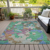 Piper Looms Chantille Geometric ACN1906 Green Machine Washable Area Rug Outdoor Lifestyle Image Feature