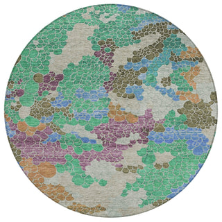 Piper Looms Chantille Geometric ACN1906 Green Machine Washable Area Rug Round Main Image