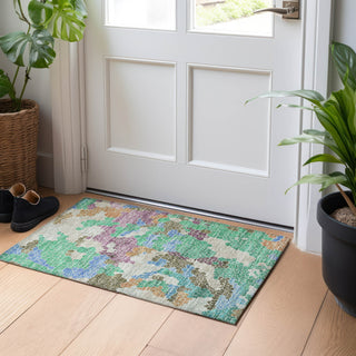 Piper Looms Chantille Geometric ACN1906 Green Machine Washable Area Rug Scatter Lifestyle Image Feature