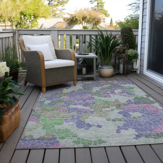 Piper Looms Chantille Geometric ACN1906 Purple Machine Washable Area Rug Outdoor Lifestyle Image Feature
