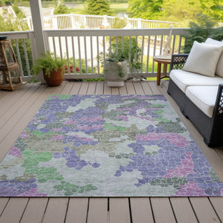Piper Looms Chantille Geometric ACN1906 Purple Machine Washable Area Rug Outdoor Lifestyle Image Feature