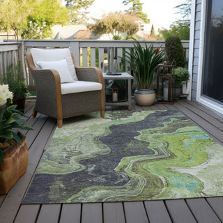 Piper Looms Chantille Abstract ACN1907 Aloe Machine Washable Area Rug Outdoor Lifestyle Image Feature