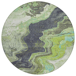 Piper Looms Chantille Abstract ACN1907 Aloe Machine Washable Area Rug Round Main Image