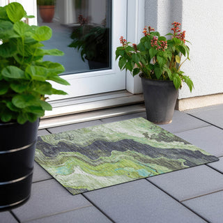 Piper Looms Chantille Abstract ACN1907 Aloe Machine Washable Area Rug Scatter Outdoor Lifestyle Image Feature