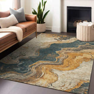 Piper Looms Chantille Abstract ACN1907 Linen Machine Washable Area Rug Lifestyle Image Feature