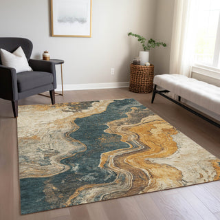 Piper Looms Chantille Abstract ACN1907 Linen Machine Washable Area Rug Lifestyle Image Feature