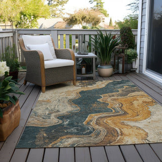 Piper Looms Chantille Abstract ACN1907 Linen Machine Washable Area Rug Outdoor Lifestyle Image Feature