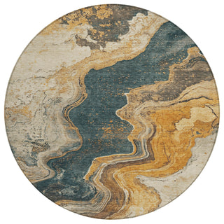 Piper Looms Chantille Abstract ACN1907 Linen Machine Washable Area Rug Round Main Image