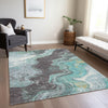 Piper Looms Chantille Abstract ACN1907 Teal Machine Washable Area Rug Lifestyle Image Feature