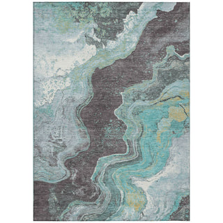 Piper Looms Chantille Abstract ACN1907 Teal Machine Washable Area Rug main image