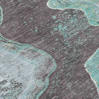 Piper Looms Chantille Abstract ACN1907 Teal Machine Washable Area Rug Swatch Image