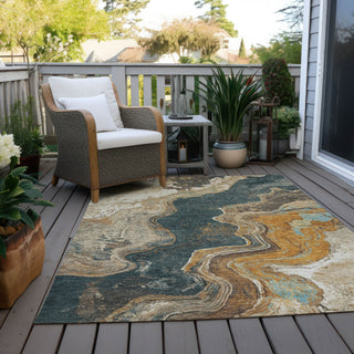 Piper Looms Chantille Abstract ACN1907 Wheat Machine Washable Area Rug Outdoor Lifestyle Image Feature