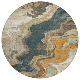 Piper Looms Chantille Abstract ACN1907 Wheat Machine Washable Area Rug Round Main Image