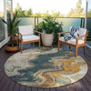 Piper Looms Chantille Abstract ACN1907 Wheat Machine Washable Area Rug Round Outdoor Lifestyle Image Feature