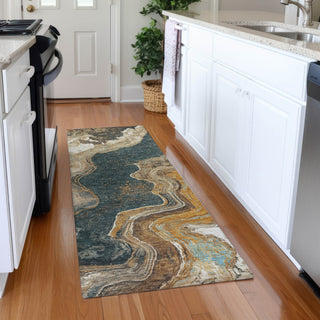 Piper Looms Chantille Abstract ACN1907 Wheat Machine Washable Area Rug Runner Lifestyle Image Feature