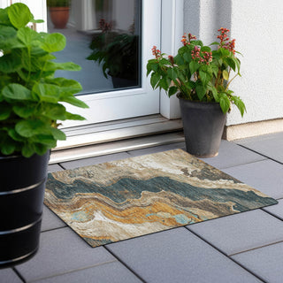 Piper Looms Chantille Abstract ACN1907 Wheat Machine Washable Area Rug Scatter Outdoor Lifestyle Image Feature