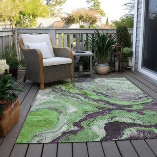 Piper Looms Chantille Abstract ACN1908 Green Machine Washable Area Rug Outdoor Lifestyle Image Feature