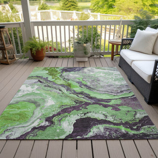 Piper Looms Chantille Abstract ACN1908 Green Machine Washable Area Rug Outdoor Lifestyle Image Feature