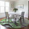 Piper Looms Chantille Abstract ACN1908 Green Machine Washable Area Rug Round Lifestyle Image Feature