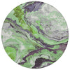 Piper Looms Chantille Abstract ACN1908 Green Machine Washable Area Rug Round Main Image